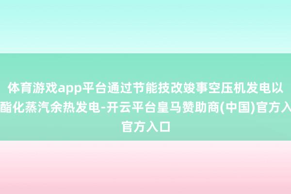 体育游戏app平台通过节能技改竣事空压机发电以及酯化蒸汽余热发电-开云平台皇马赞助商(中国)官方入口