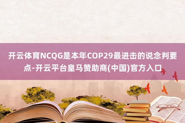 开云体育NCQG是本年COP29最进击的说念判要点-开云平台皇马赞助商(中国)官方入口