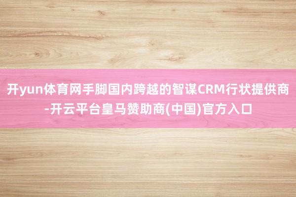 开yun体育网手脚国内跨越的智谋CRM行状提供商-开云平台皇马赞助商(中国)官方入口